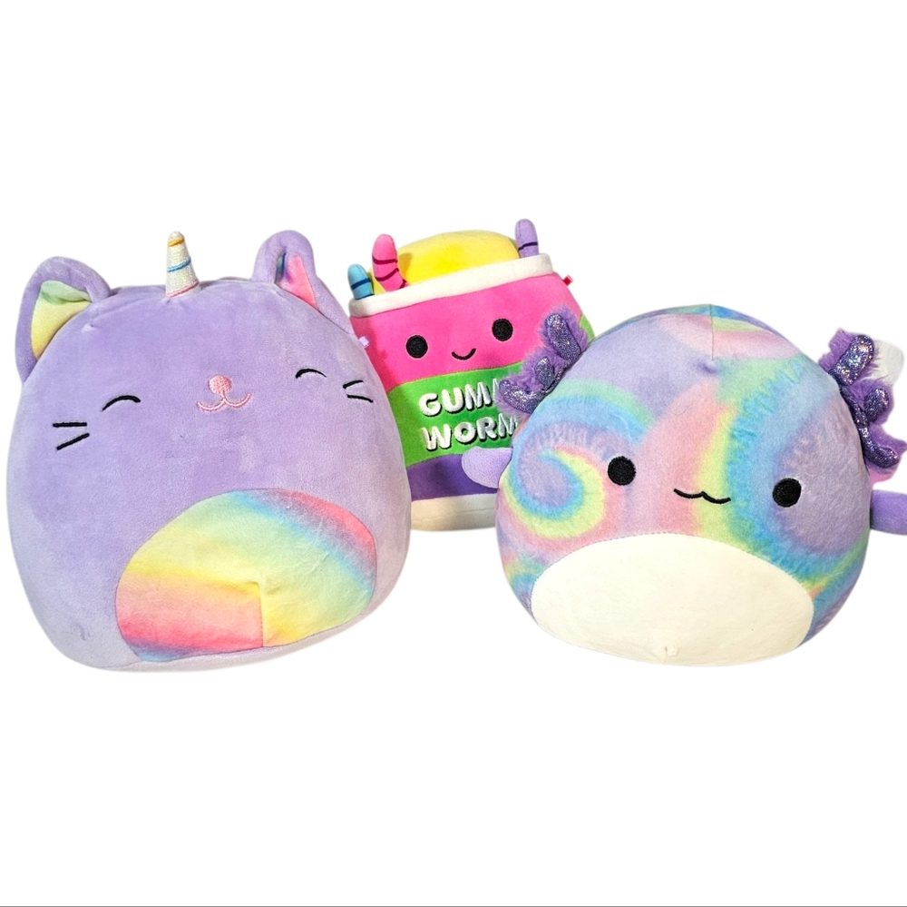 Squishmallows Lot Various Plush Stuffed Animals Gummy Worms Caticorn Axolotl